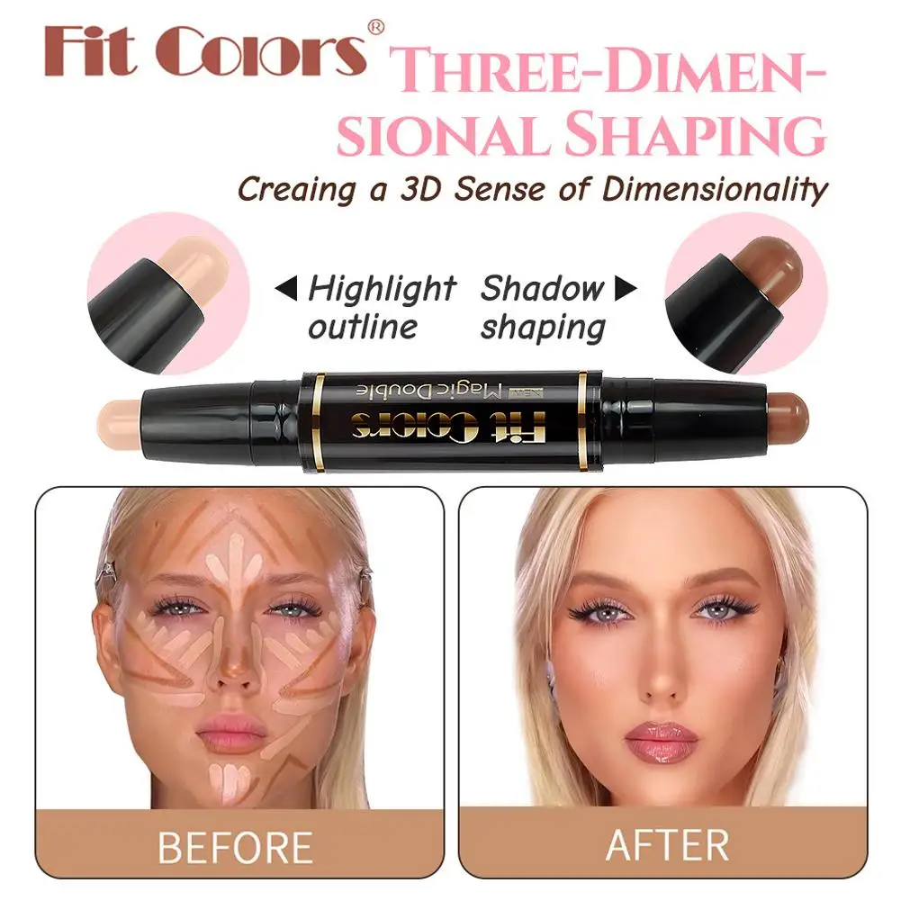 デュアルエンド ハイライター コンシーラー スティック コントゥア シャドウ シャドウ 多機能 スミア フェイス スティック コントゥアリング ボディ ペン ブライトン L0H7