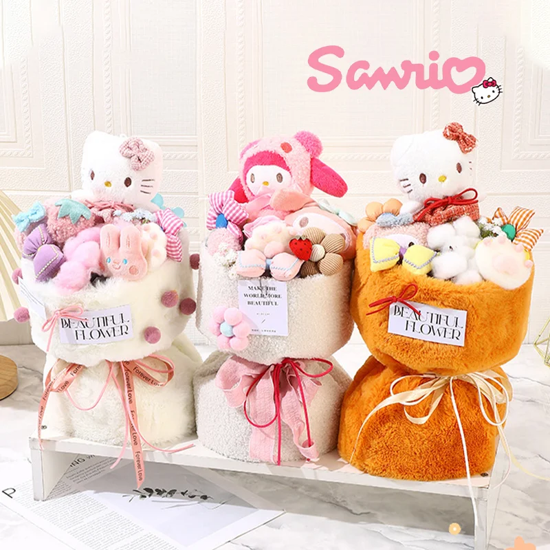 

Sanrio аниме Hellokitty плюшевые игрушки букет кавайная мягкая игрушка плюшевый цветочный букет украшение комнаты кукла девочка подарок на день Святого Валентина