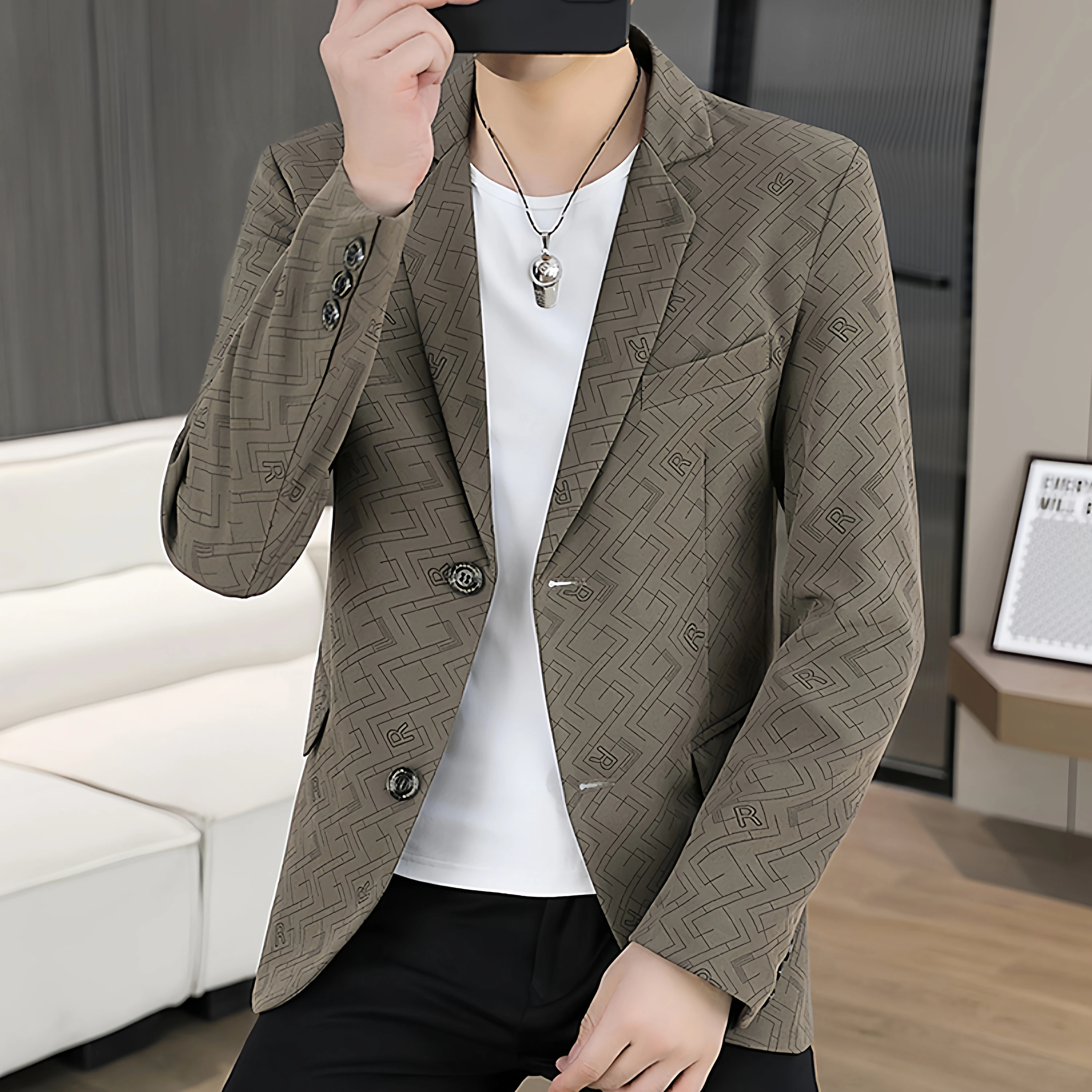 

2025 Spring Autumn Men's Casual Blazers Korean Youth Handsome Slim Fit Suit Jacket Business Social Office Men's Clothing M-6XL