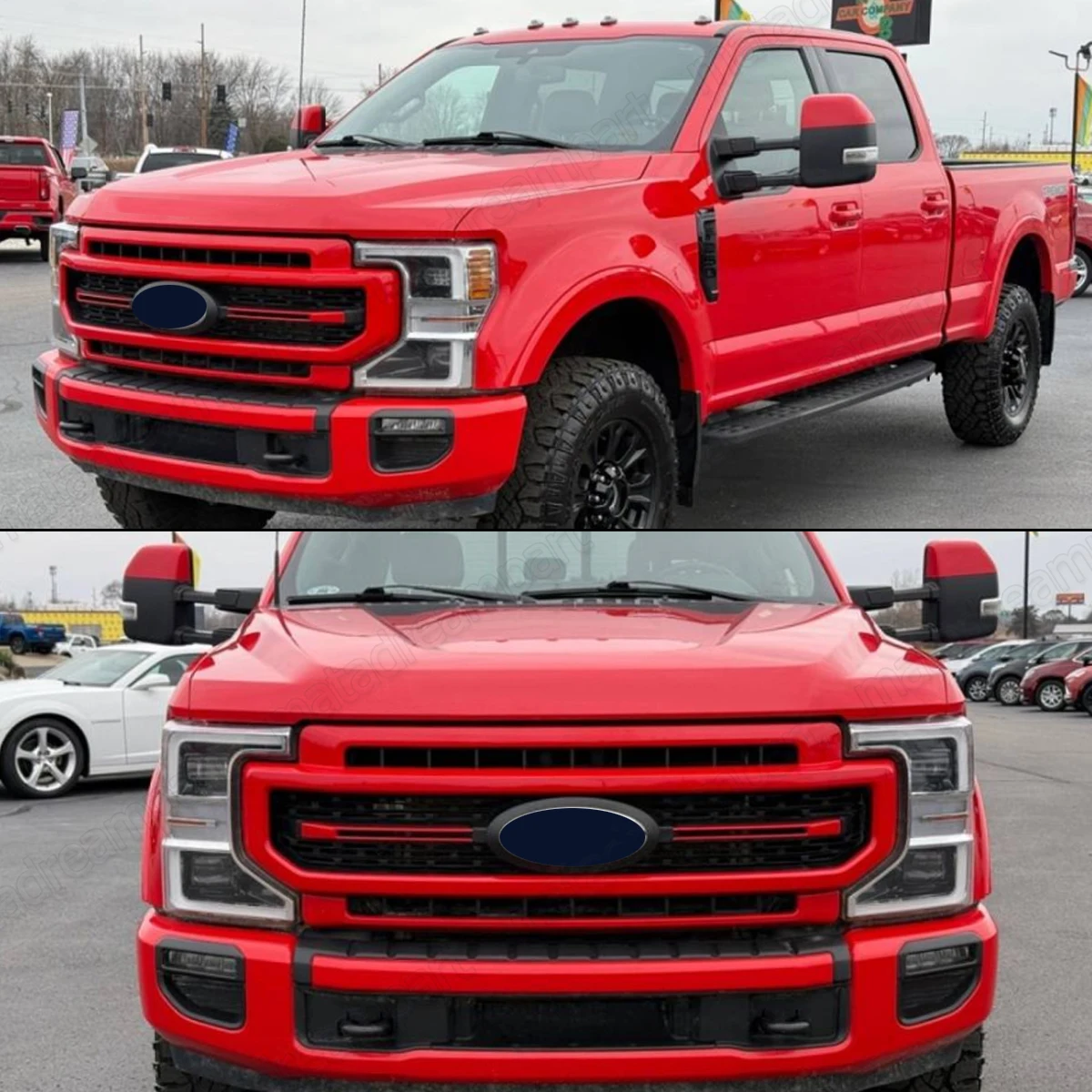 Race Red PQ Steel Front Bumper Lip Splitter Fit For Ford F250 F350 2020 2021 2022 Front Bumper Guard Assembly FO1002450 Magickit