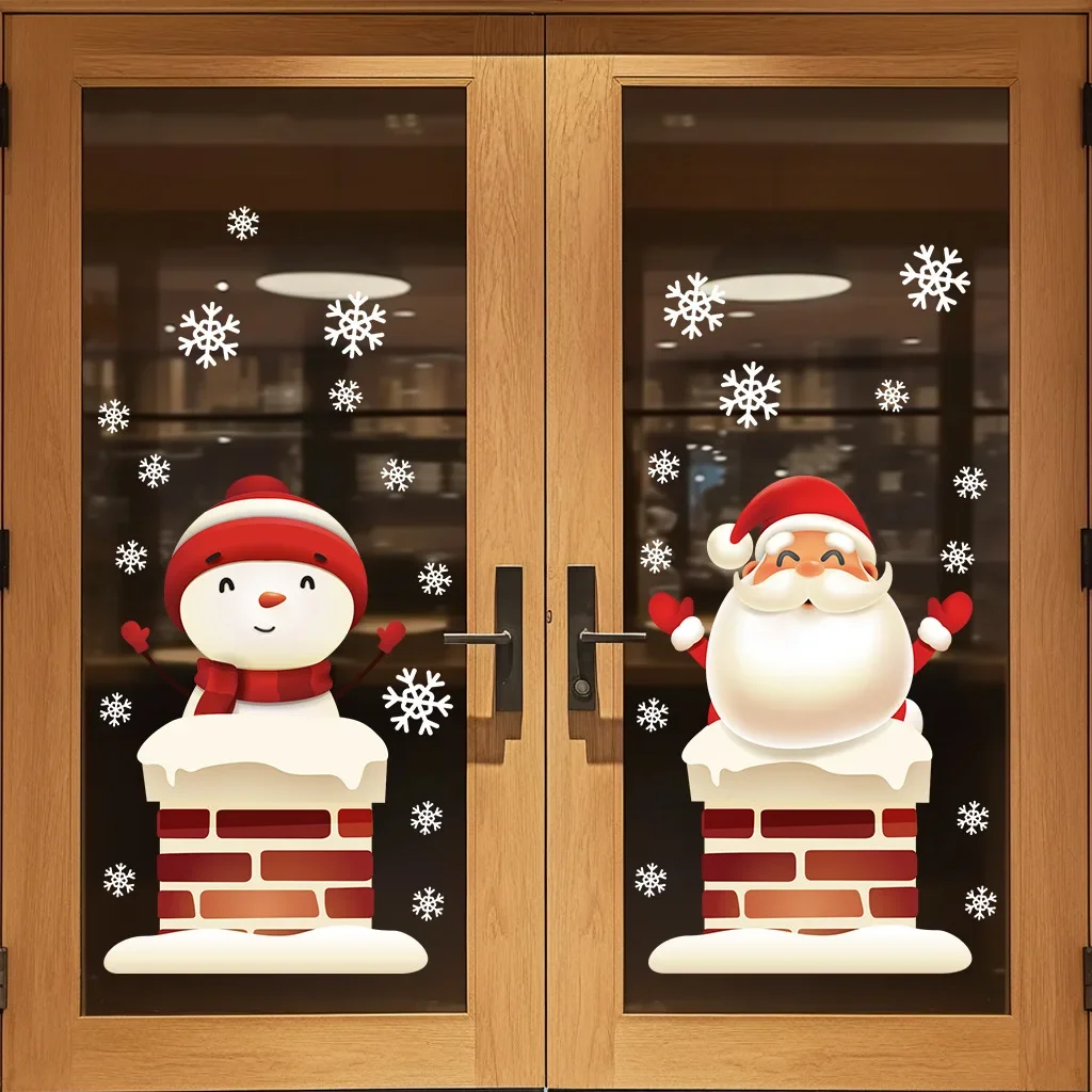 

Christmas static stickers, decorative glass door , shopping mall window stickers, self-adhesive wall stickers, window stickers