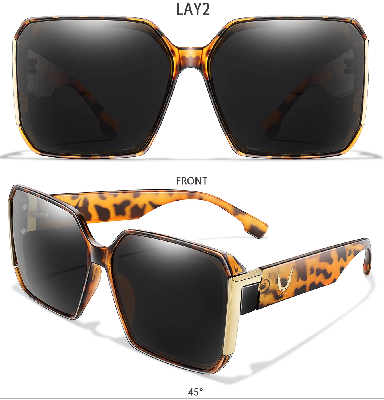 Modische Fahrrad-Sonnenbrille für Damen, lässige quadratische Sonnenbrille mit UV-Schutz für Outdoor-Angeln, Fahren, Golfen, Reisen mit Box – Detail 5