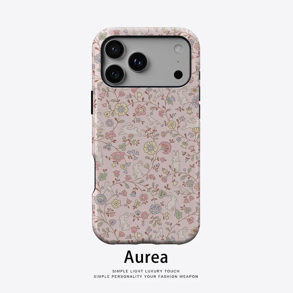 Handyhülle mit Hasen- und Blumenmuster für magnetische Handyhülle für iPhone 17 16 15 14 13 Pro Max Plus, einzelne doppelschichtige robuste Hülle