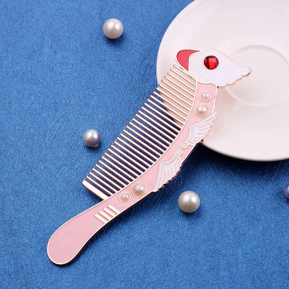 Anime Sailor Moon Hairdressing Comb Cosplay Props Cardcaptor Sakura Pink Woman Cartoon Metal Pettine Originality Gift with Bag