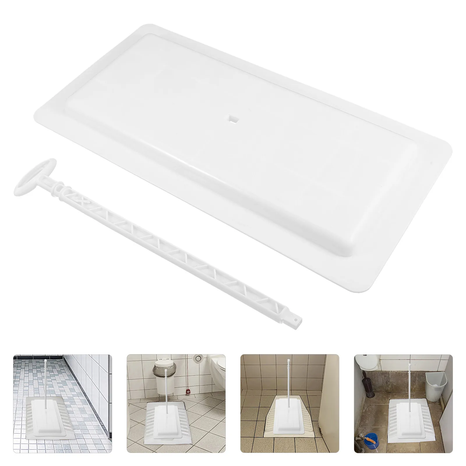 

1Set Squat Toilet Cover Plate ABS Thickened Non-Slip Design for Bathroom Decor Modern Rectangular Lid Replacement Easy Clean