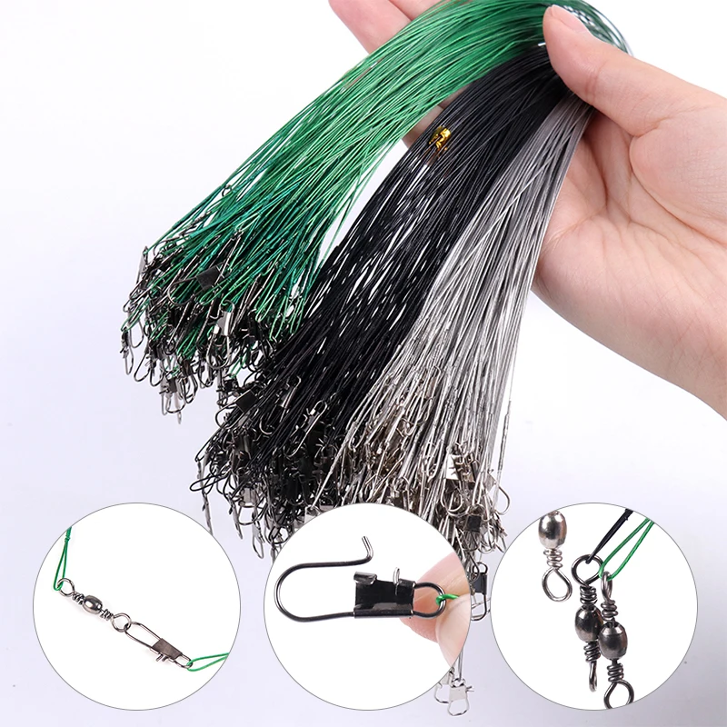 New Steel Wire Leader With Swivel Fishing Accessory 3 Colors Leadcore Leash 15CM 20CM 25CM Anti Bite Steel Fishing Line