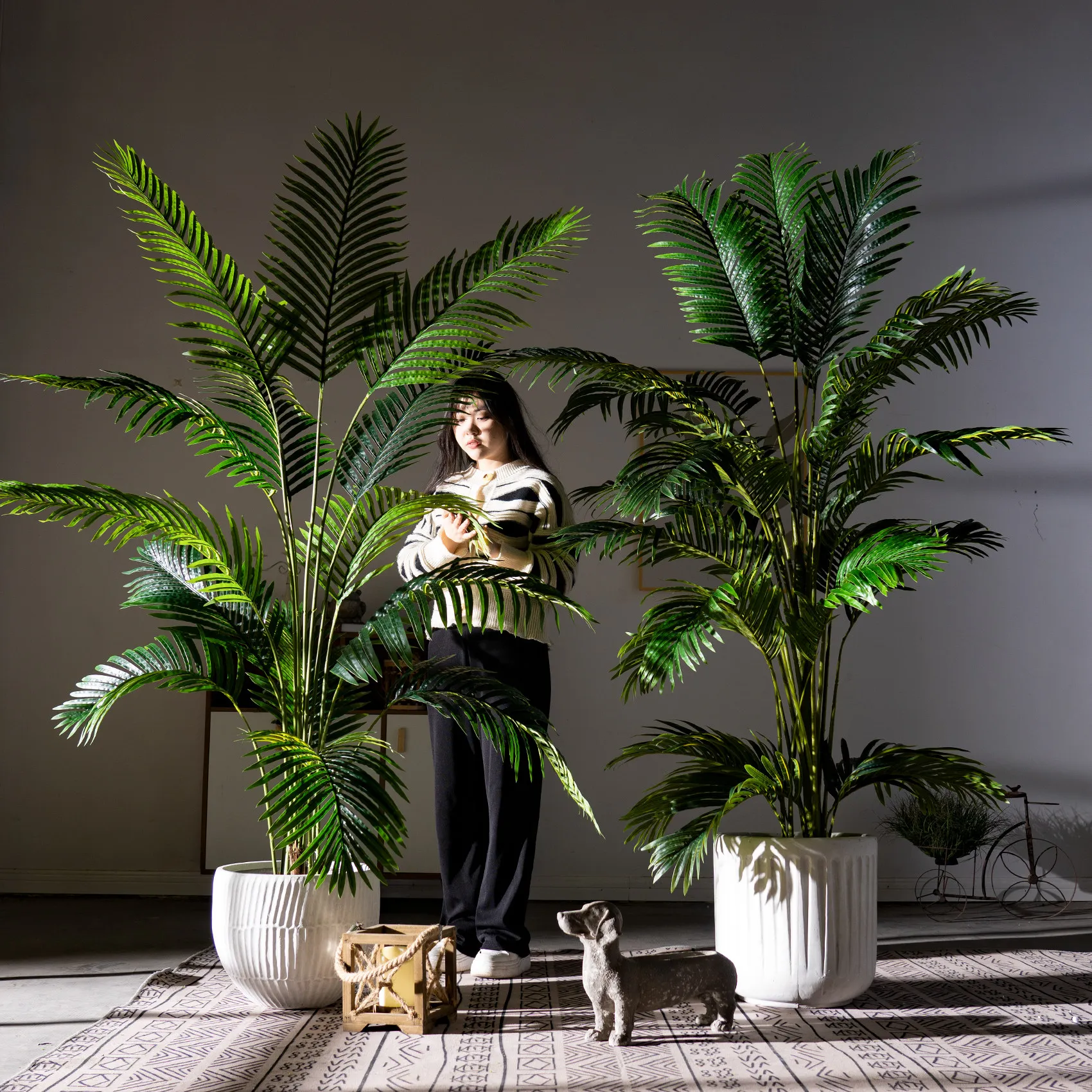 Large high-end light luxury sunflower simulation green plant bionic fake tree phoenix tail bamboo plant indoor tropical