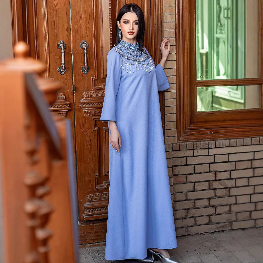 Eid Abaya Diamonds Dubai Turkey Islam Muslim Dress Kaftan Moroccan Caftan Women Djellaba Robe Longue Musulmane Femme Jalabiya