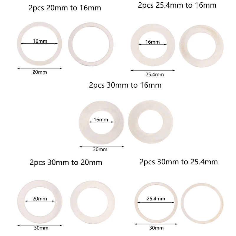 2/5PCS Woodworking Saw Blade Conversion Ring 16/20/25.4/30mm Reducing Ring Conversion Washer TCT Cutting Disc Conversion Ring