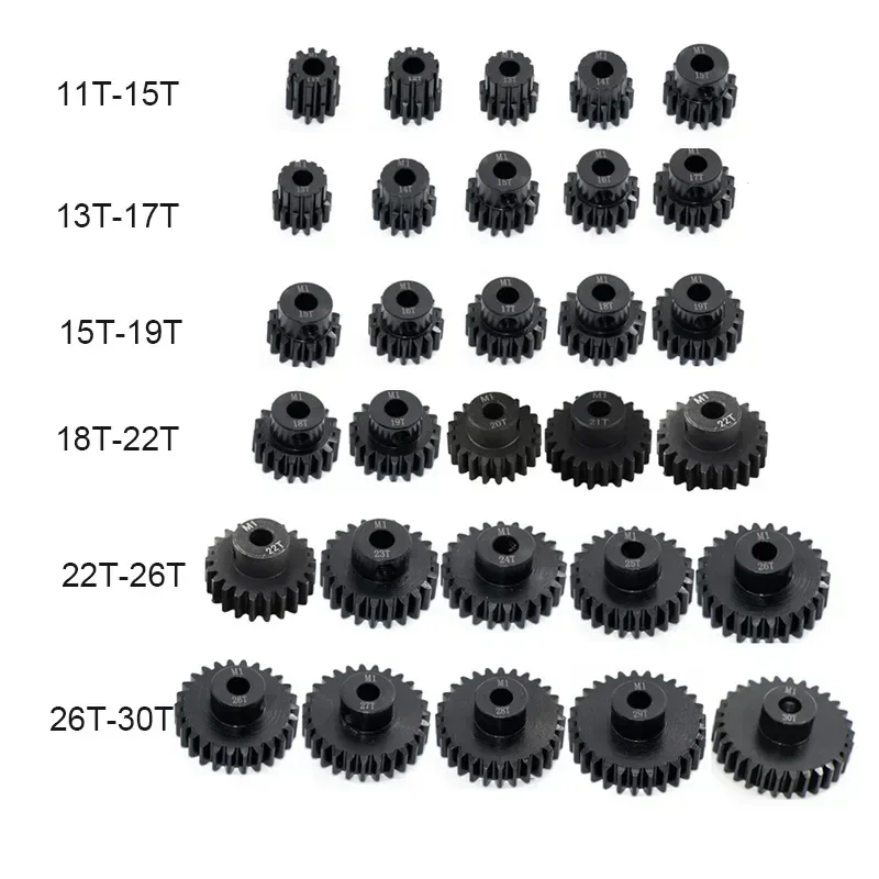 High Quality 11T-30T Material Harden M1 5mm Shaft Metal Pinion Motor Gear for 1/8 RC Buggy truggy Monster truck