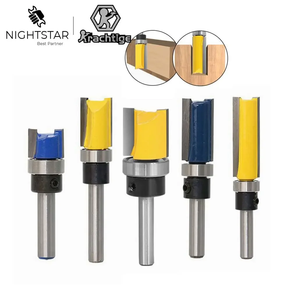 

1Pcs Flush Trim 1/2 3/4inch Router Bit Shank Bearing 1/4" Shank Drill Bit Milling Cutter Polishing Head Tool for Woodworking