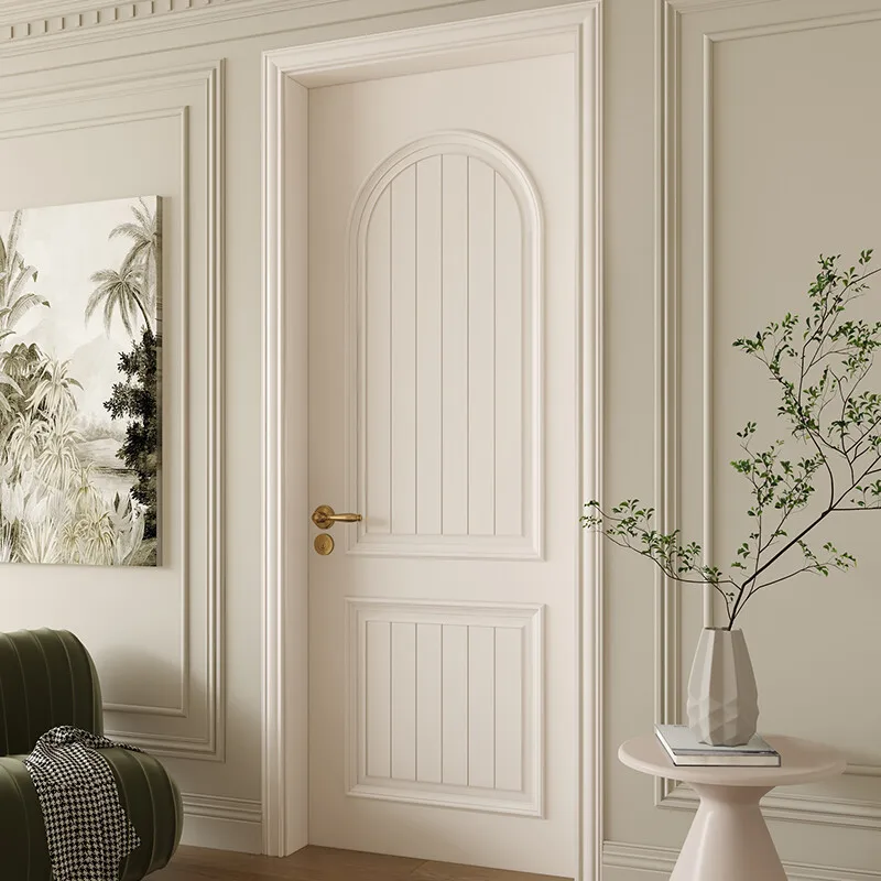 Solid Wood Bedroom Paint Finish Modern Minimalist French-style Interior Sliding White Soundproof Thermal Insulation for Hotel