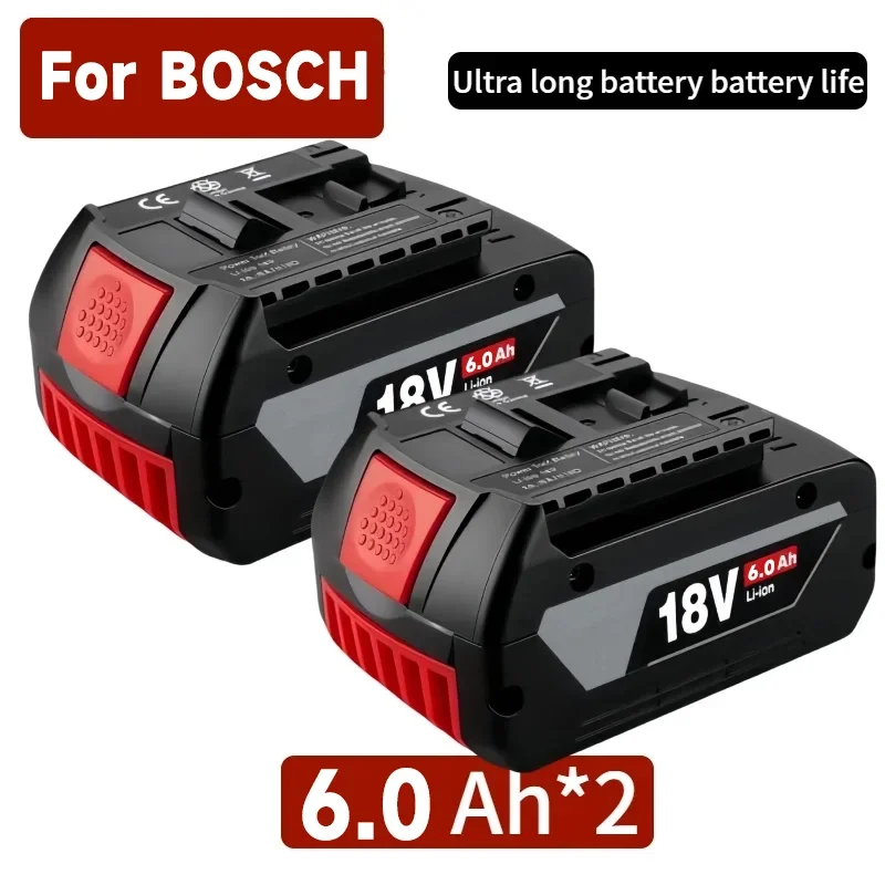 Original For Bosch GBA 18V 6.0Ah Professional Li-ion Battery with LED for Bosch Charger 18V Replacem