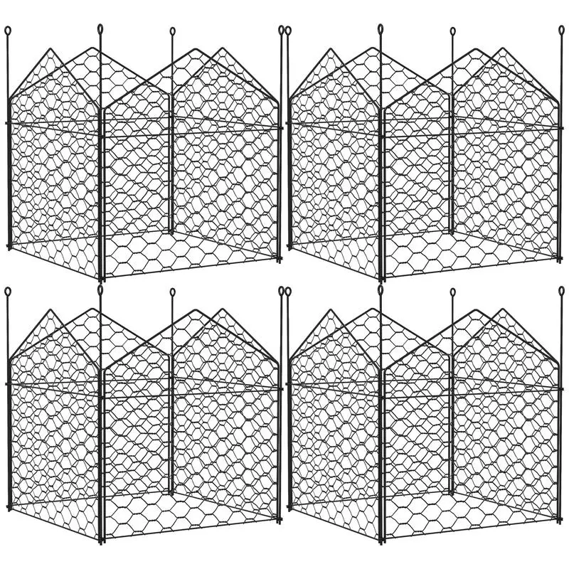 

Outsunny 4 Pack Garden Cloches for Plants, 12" x 14" Metal Crop Cage Set, Plant Cages to Keep Animals Out, Black