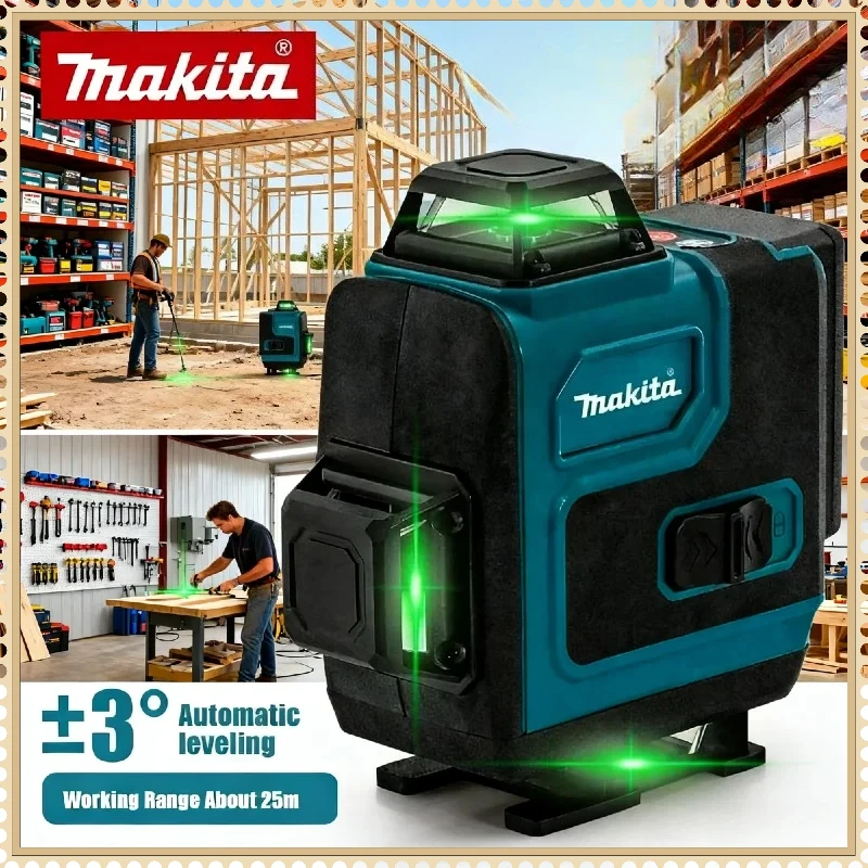 

Высокоточный 16-линейный лазерный уровень Makita с зеленым лучом, настенный, портативный, самовыравнивающийся, 18В