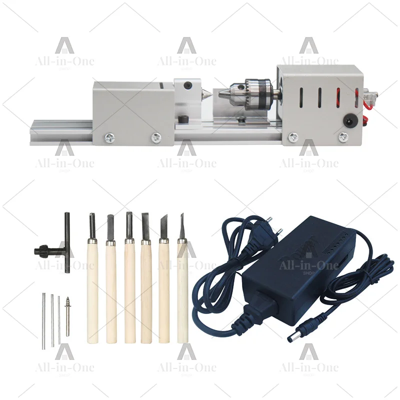Mini Wood Lathe Machine DIY Woodworking Miniature Buddha Pearl Lathe Grinding Polishing Beads Wood Drill Rotary Tool 12-24VDC
