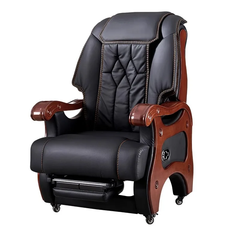 

Luxury leather boss chair massage office chair comfortable sedentary smart computer chair home business class chair can lie down