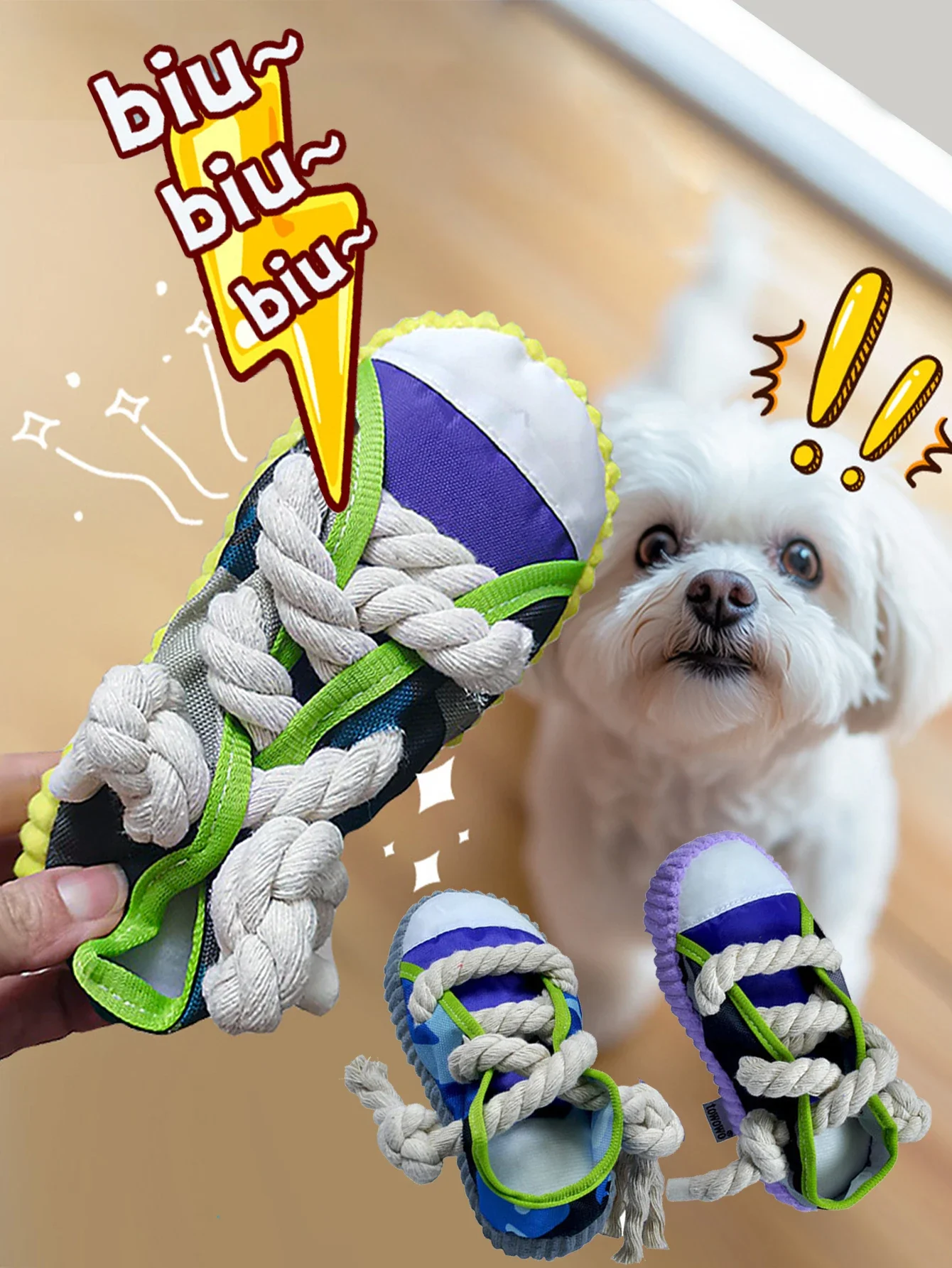Sneaker Shaped Dog Chew Toy with Squeaky Ball