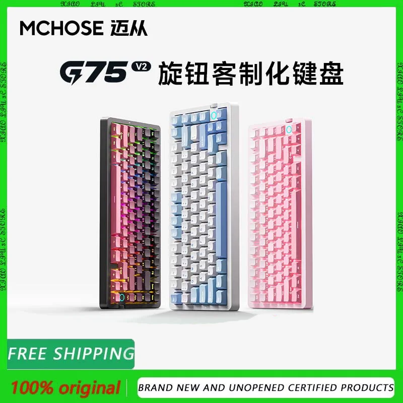 MCHOSE G75 V2 Mechanical Keyboard RGB BT 2.4G Wireless Support Windows macOS 10000mAh with Control Hub for Computer & Office