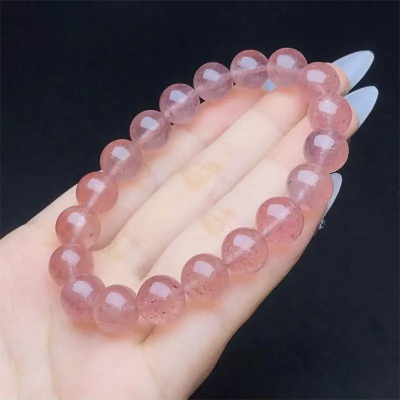 

9MM Natural Strawberry Quartz Bracelet Women Trendy Reiki Healing Elastic Yoga Energy Wristband Jewelry Gift 1pcs