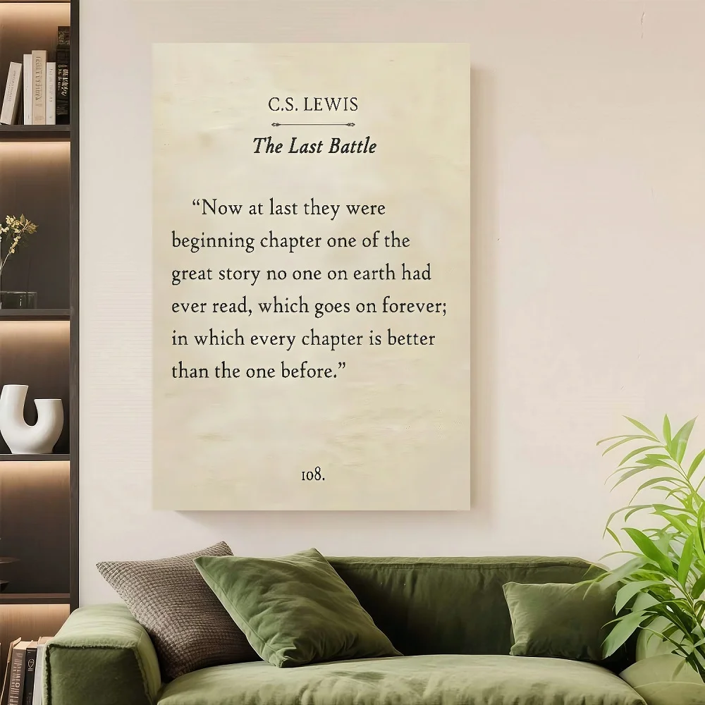 Framed C.S. Lewis "The Last Battle" Poem Canvas Wall Art - Pine Wood Framed, Stylish Decor Poster For Bedroom, Living Room, Offi