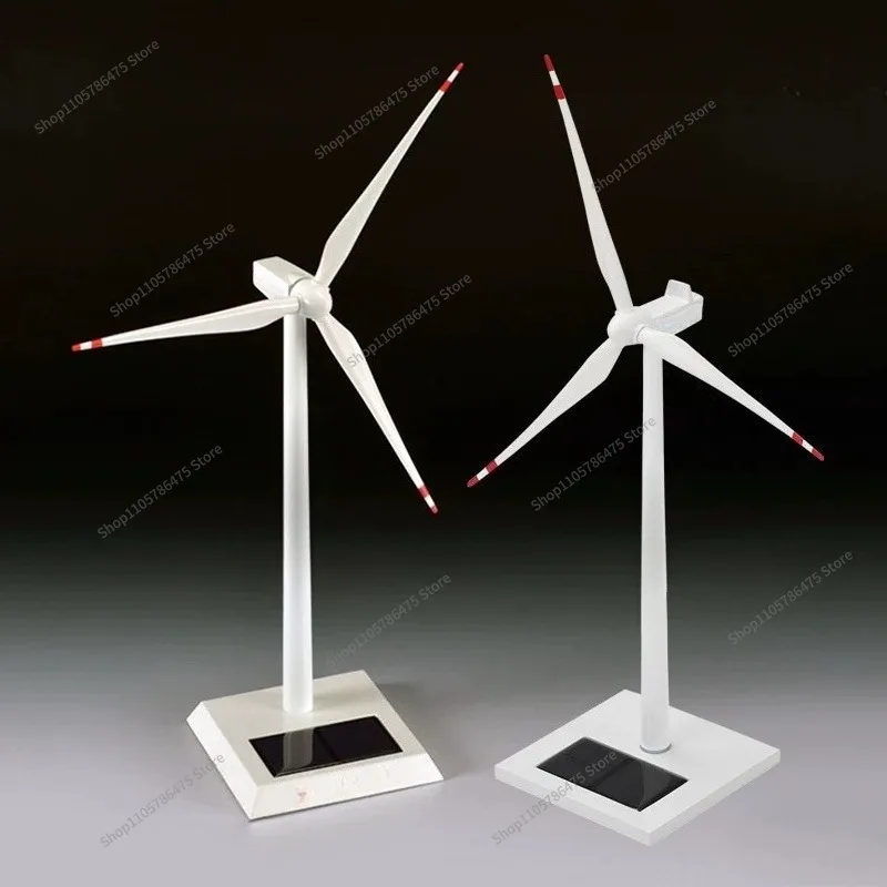 For Metal Wind Turbine Model Ornament With PV Panel Desktop Decor Gift For Wind Farm Souvenir Collection