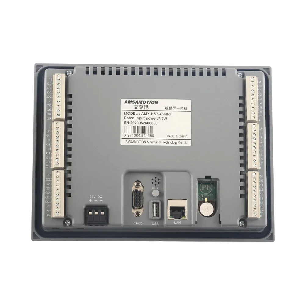 AMSAMOTION 7'' Inch HMI 24DI 22DO HS7-46MR/MRT PLC All-in-1 PLC S7-200 Ethernet Monitor Controller Interface Touch Screen RS485
