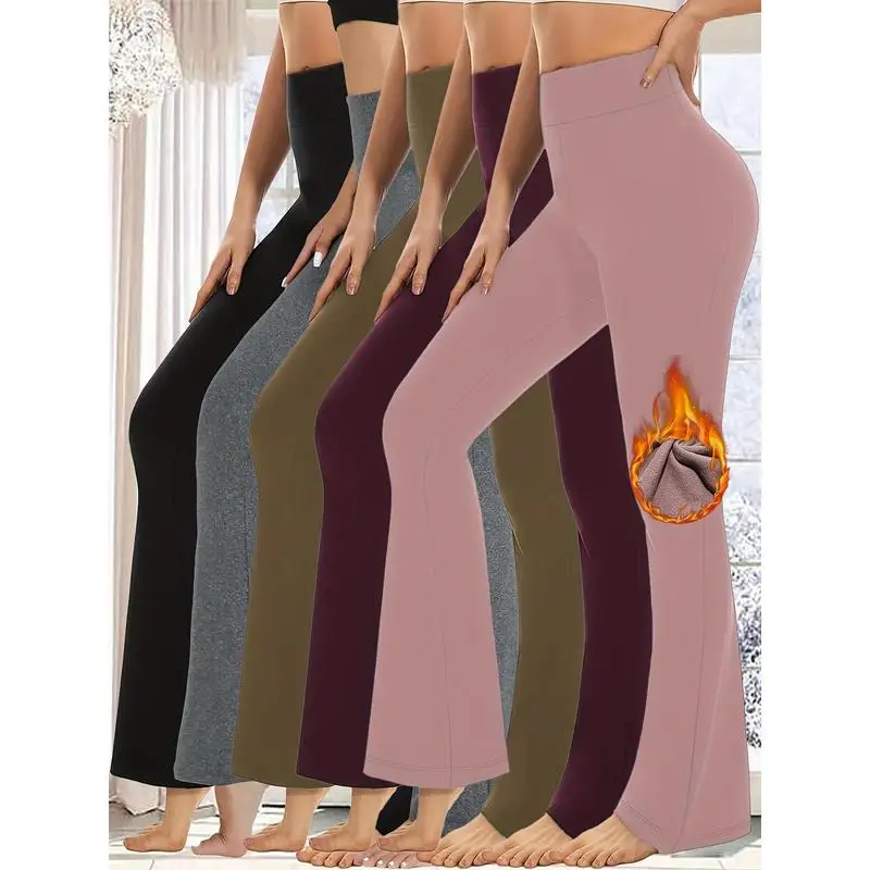 

Z066 High Waist Fce Lined Women's Trousers Ultra Soft Straight Leg Korean Sle Casual Pants 5 Pieces Set