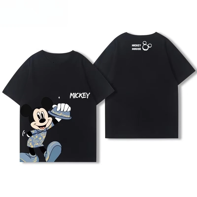 

The 2025 summer new Mickey Cartoon printed T-shirt is a loose and fashionable short-sleeved couple's top for men and women 010