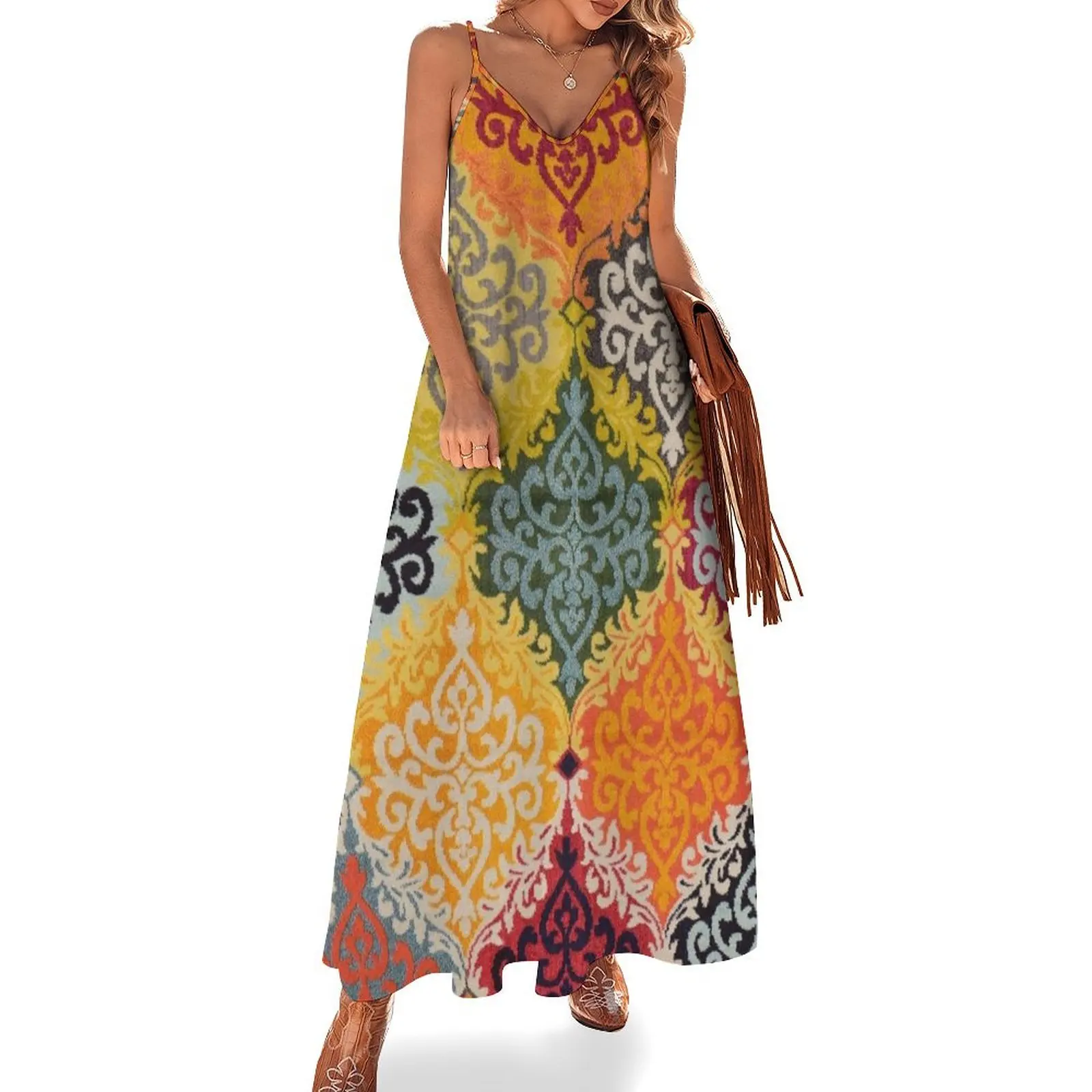 

Traditional Multicolor Pattern Rug Sleeveless Dress dresses for official occasions dress party night