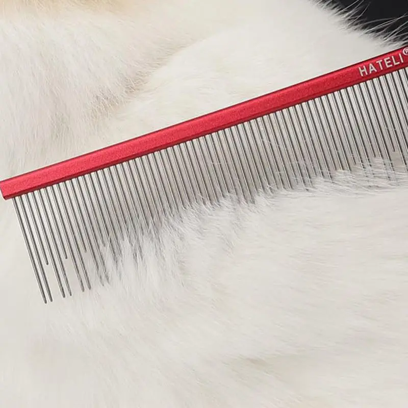 22cm Metal Pet Comb Cat Dog Hair Grooming Stainless Steel Comb Removes Loose Hair Tangles Professional Dog Grooming Supplies