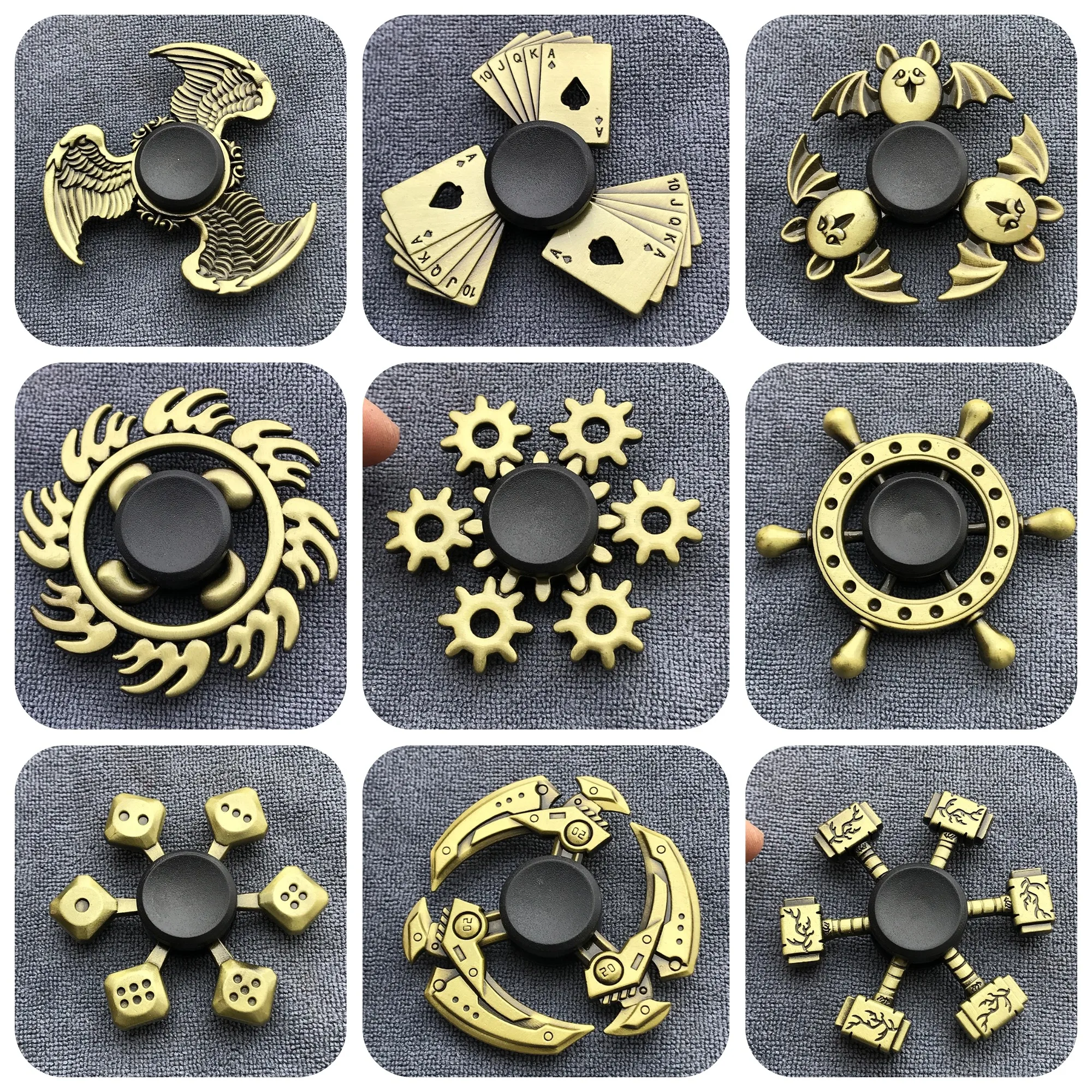 20 Styles Bronze Metal Fidget Spinner Zinc Alloy Hand Spinner R188 Mute Bearing Adults Stress Relief Toys Gifts