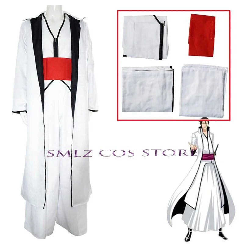CyCosplay Anime Aizen Sosuke Cosplay disfraz de lejía gabardina uniforme peluca conjunto fiesta de Halloween traje blanco para hombres