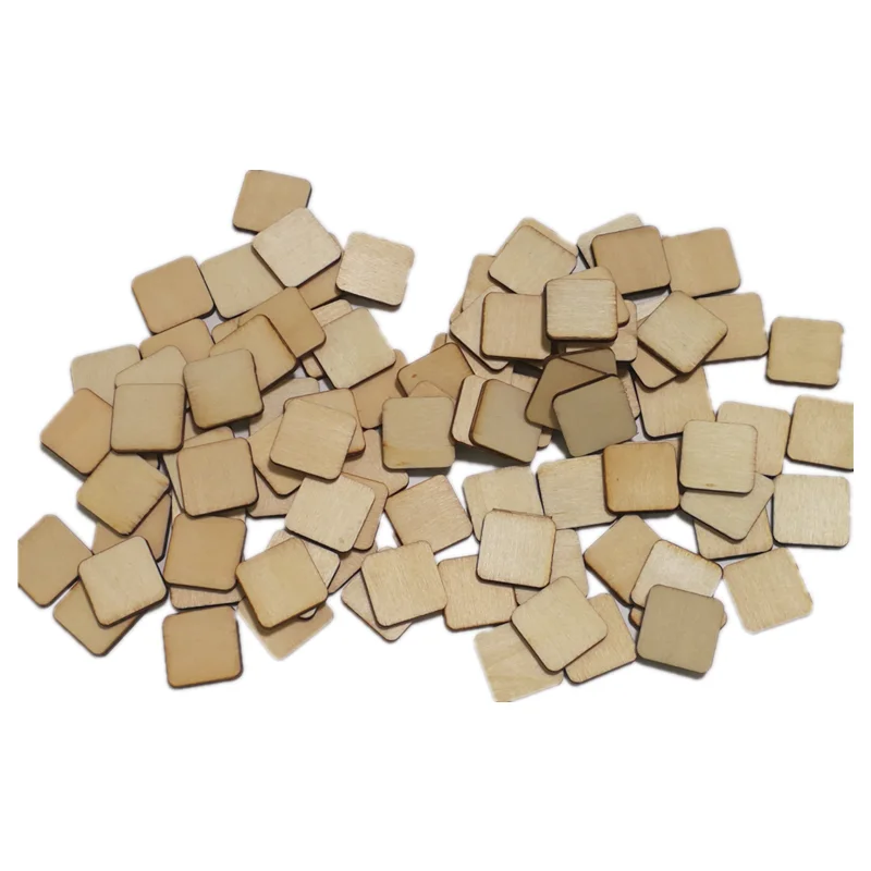 100pcs 20mm Unfinished Wood Pieces Blanks Wood Squares Round Corner Wooden Cutouts for DIY  Craft Laser Engraving Carving