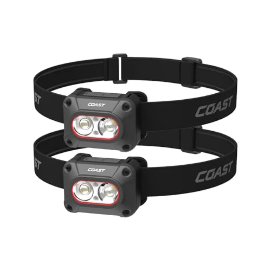 FLX10R 1000 Lumen Waterproof USB-C Rechargeable LED Headlamp, Red and Green Light Modes, Flood and Spot, 2-Pack