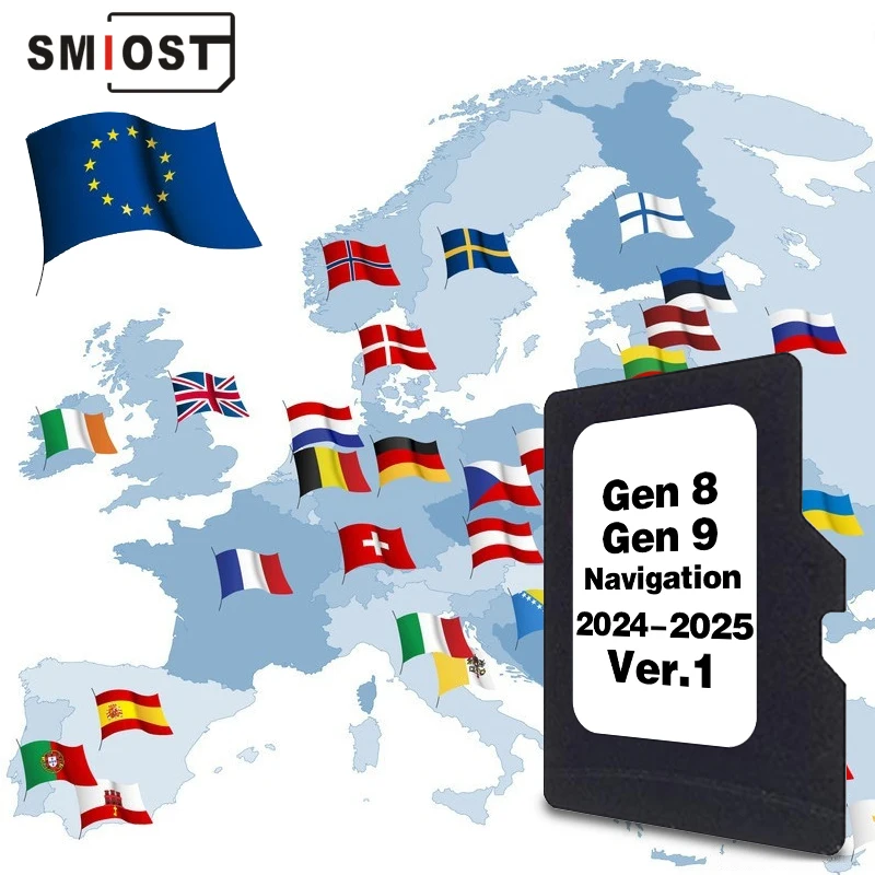 SMIOST Upgrade Maps Europe Britain Sat Nav for Lexus CT/ES/GS/IS/LS/LX/NX/RC Car 2024/2025 GEN8 GEN9 Navigation TF Card 8GB