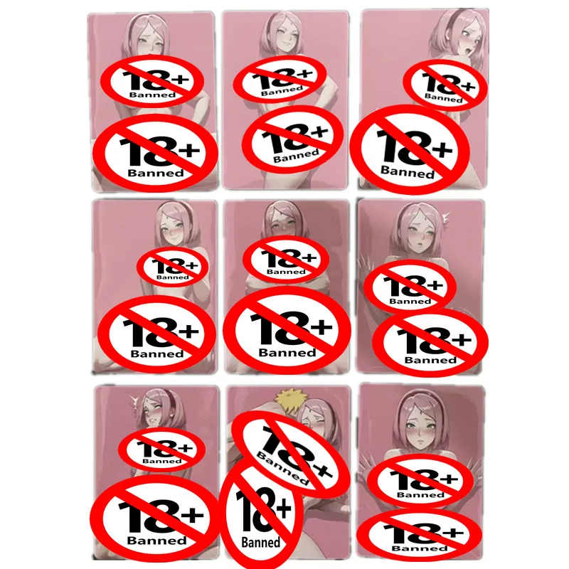 9-teiliges Set Anime Göttin Sexy Nackt-Karten Naruto Haruno Sakura Uzumaki Naruto 18+ Erwachsenen-Comic-Sammelkarten Spiel Otaku Spielzeug Geschenk