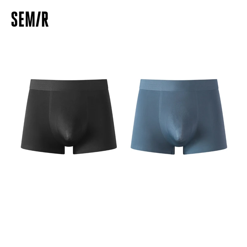 Semir Underwear Men Ice Silk Seamless Shorts Youth Breathable Boxers Solid Flat Leg Briefs