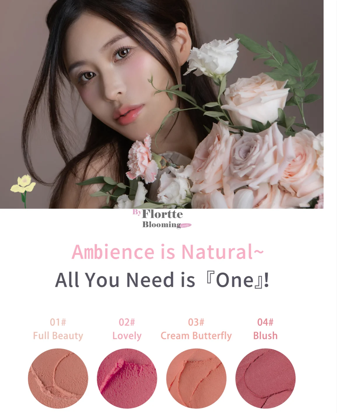 FLORTTE Love Yourself Multipurpose Cream Blush cheek Colors Rippling natural radiance Original Makeup Cosmetics