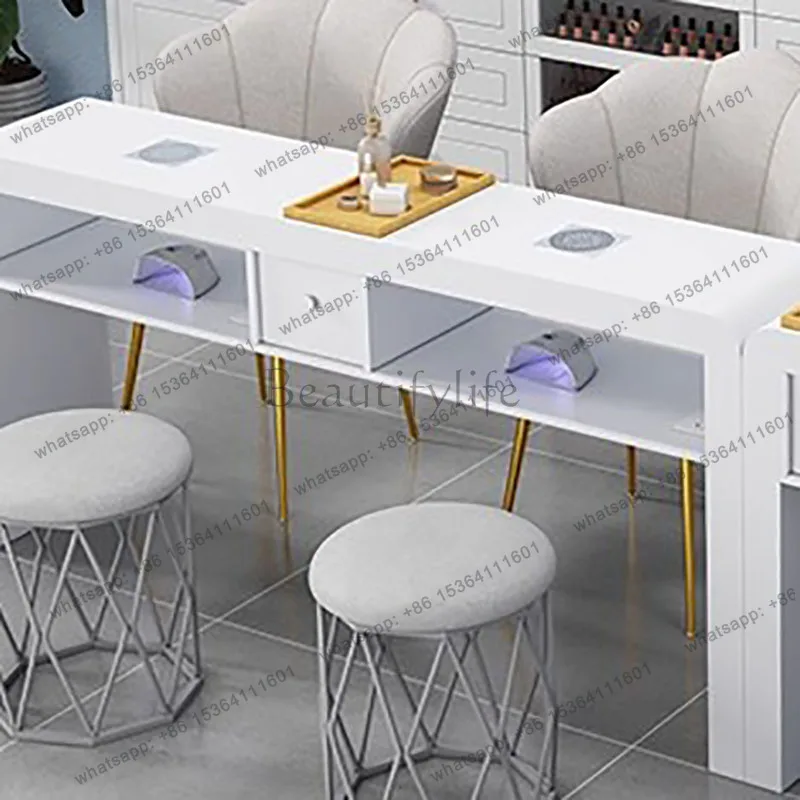YJ Makeup White Nail Table Luxury Modern Professional Table Headboards Mesa Manicura Beauty Furniture 6