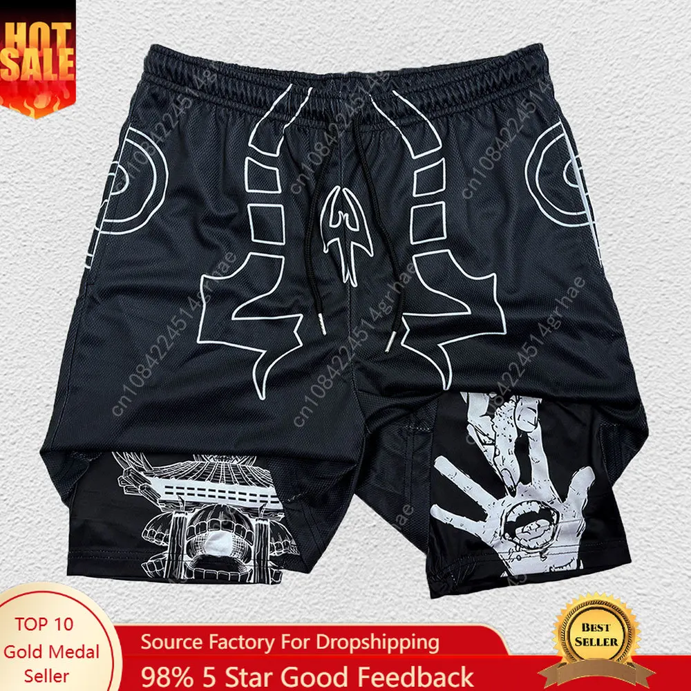 

Anime Short Gyms Bilayer 2-in-1 Sports Shorts For Men Sweat-absorbent Quick-drying And Breathable Outdoor Sports Jogging Pants