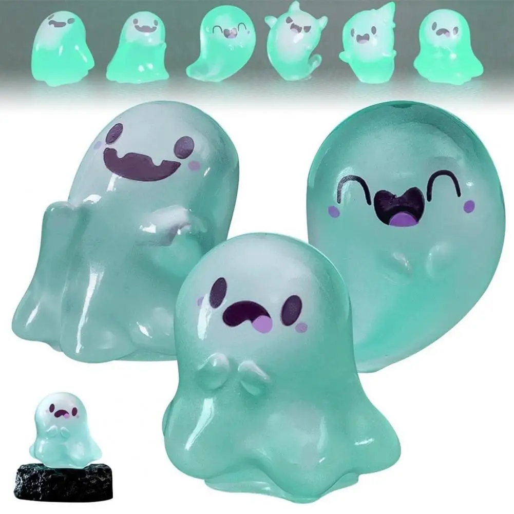 Mini Ghost Figurine Miniature Ghost Sculpture Miniature Glow-in-the-dark Ghost Figurines for Halloween Home Party for Holiday