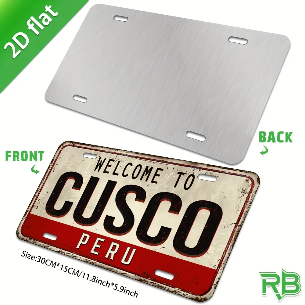 لافتة حائط معدنية - تصميم لوحة ترخيص "مرحبًا بكم في كوسكو بيرو"، مطبوعة بالأشعة فوق البنفسجية، نمط ريفي متعثر للمنزل والمقهى والمطعم #4