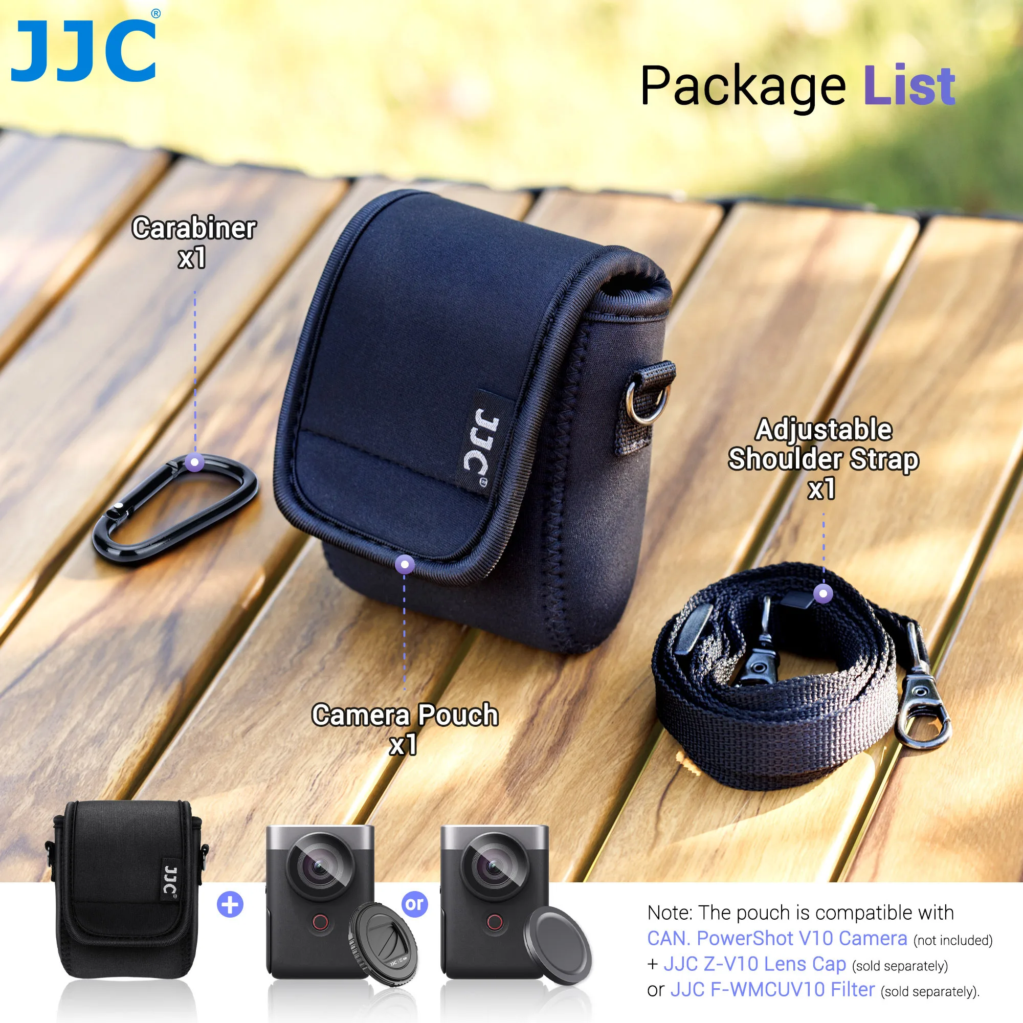 JJC Neoprene Carry Case for DJI Osmo 360 Canon PowerShot V10 Vlog Camera Shockproof Travel Storage Pouch Crossbody Bag