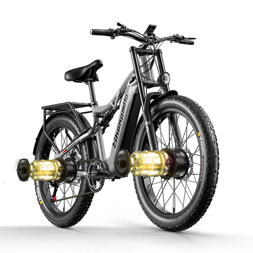 Shengmilo S600 Elektrofahrrad für Erwachsene, mit zwei Motoren, Herren-E-Mountainbike, 48V17,5Ah Akku, 26 Zoll Elektrofahrräder, Fat Tire E-Bike