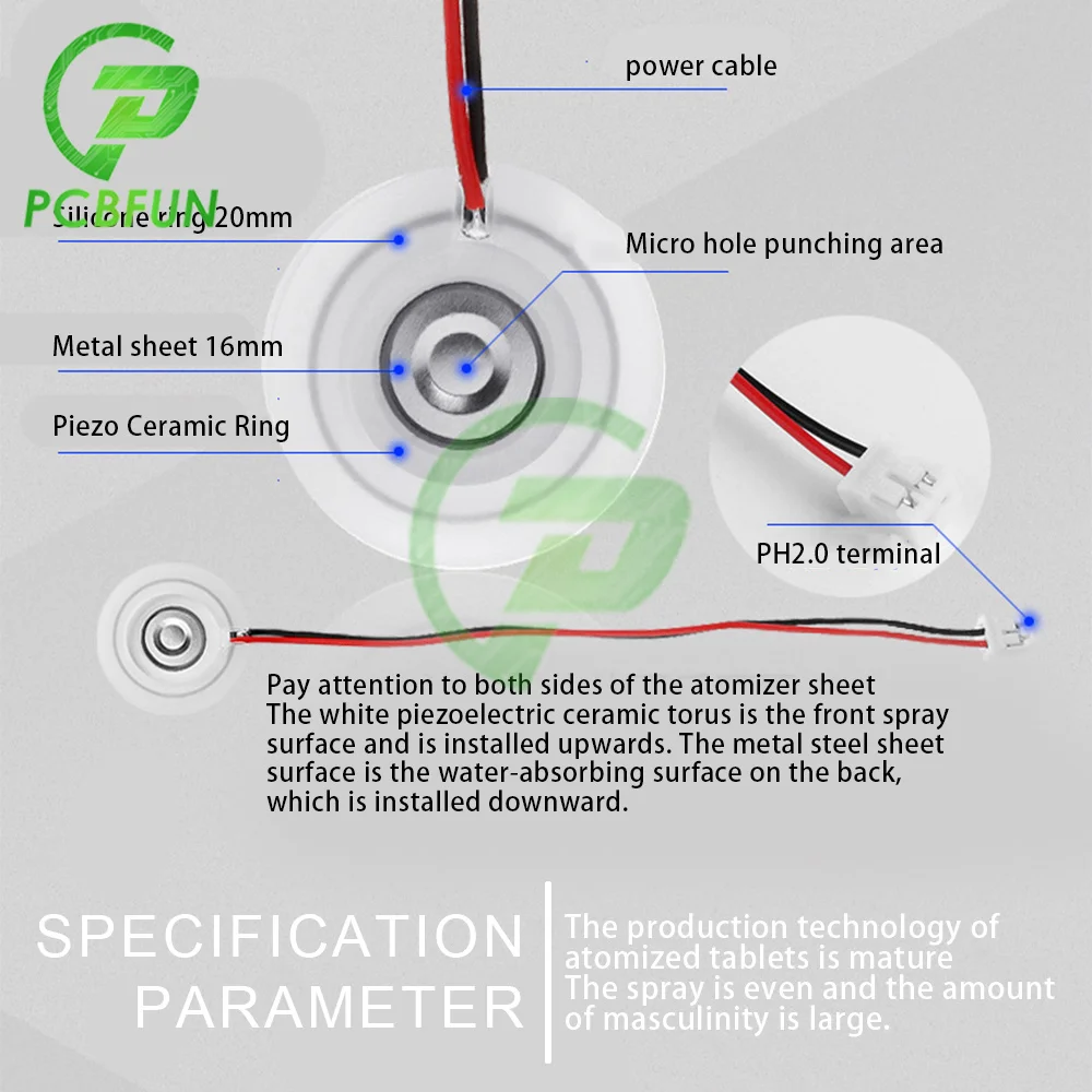 20mm Ultrasonic Humidifier Ceramic Atomizer Mist Maker Oscillating Plate Piezoelectric Transducer Humidifier Accessories