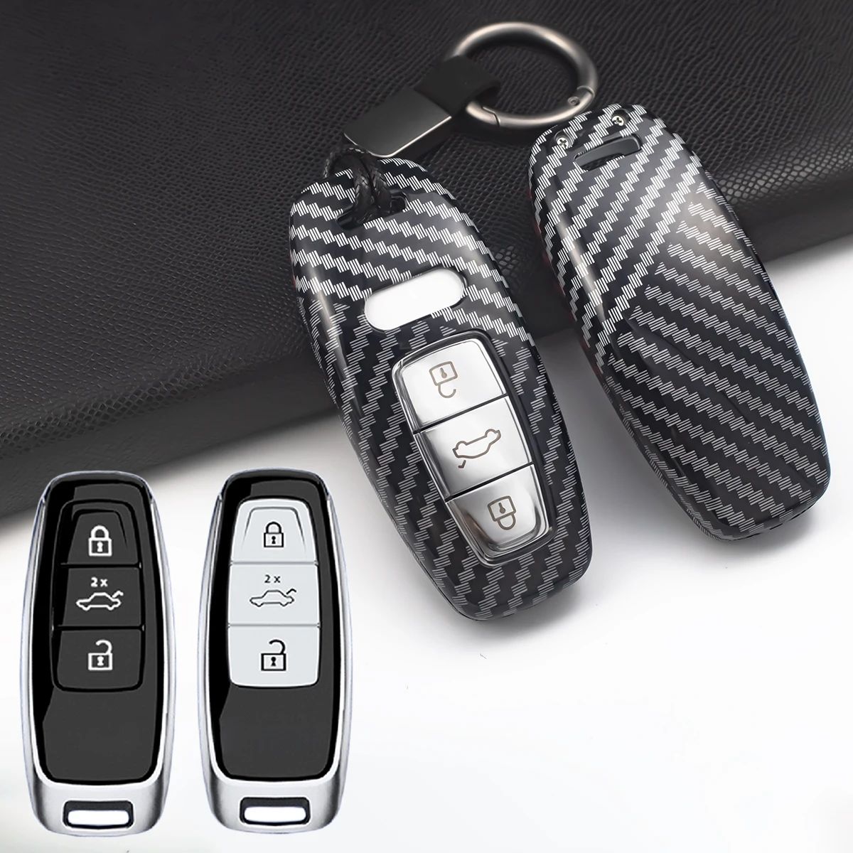 ChinaDual Color Carbon Fiber Black Car Key Case For Audi A3/S3 A6(C8) A7 A8 Q7 Q8 e-tron Sportback/GT S6 S7 S8