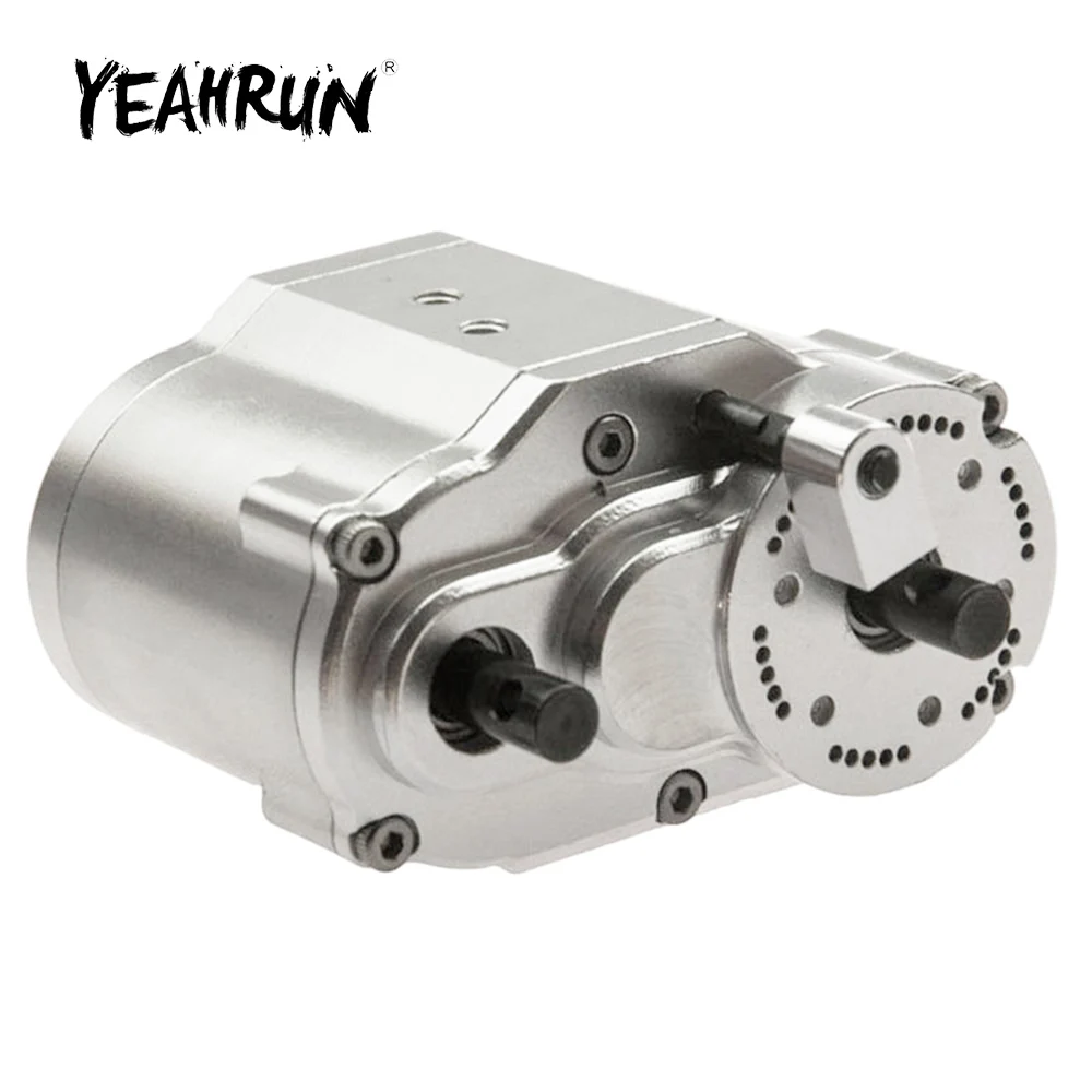 YEAHRUN CNC Metal Alloy 2 Speed Transfer Case Gearbox Transmission for Axial SCX10 D90 1/10 RC Crawler Car Model Parts