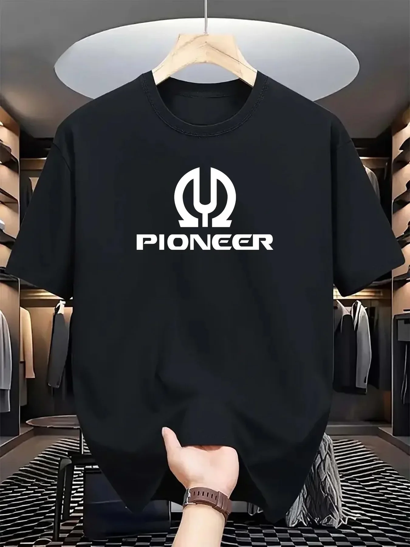 

Футболка Pioneer для мужчин и женщин, хлопковые футболки с короткими рукавами, роскошная брендовая футболка, модные удобные топы высокого качества, мужская одежда