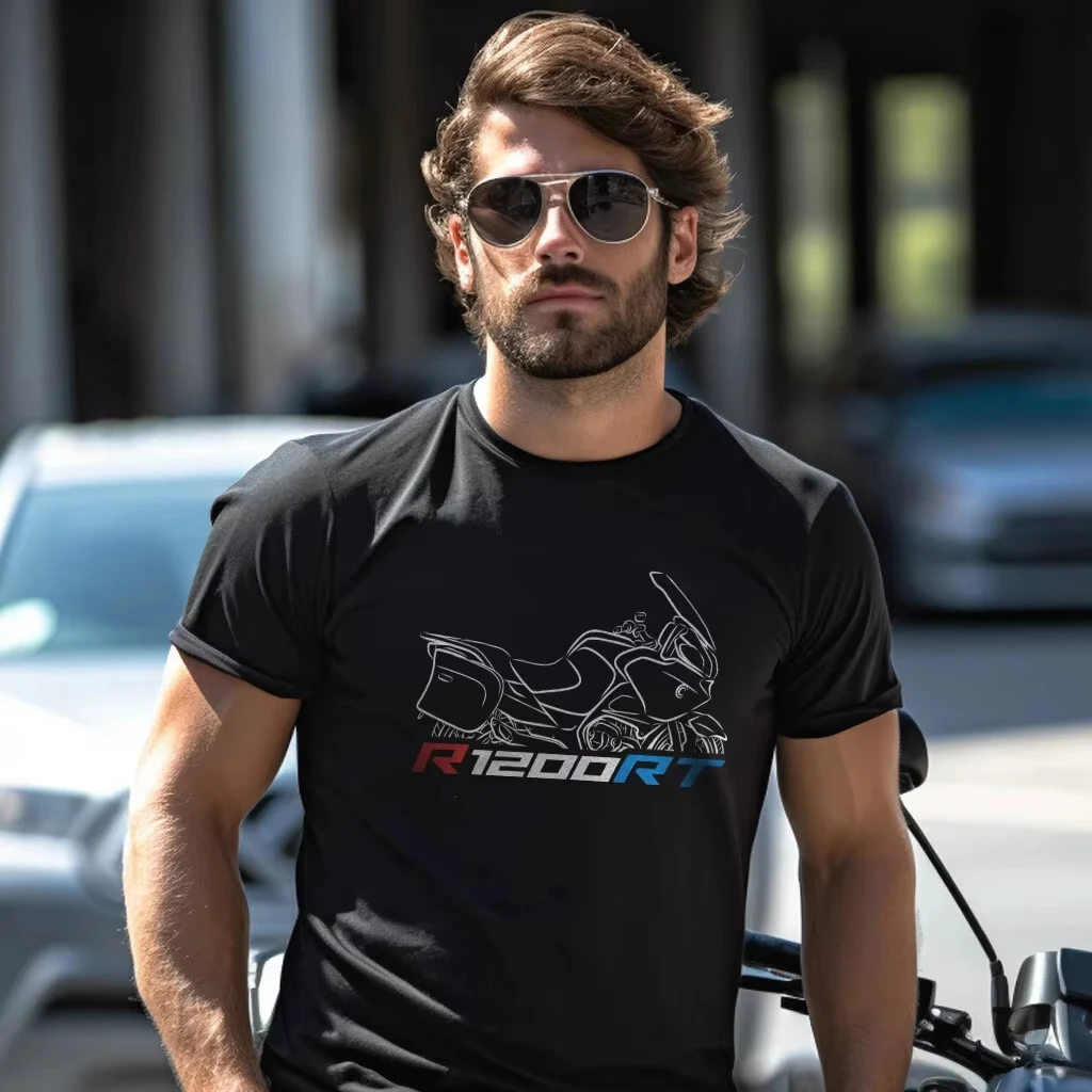

2025 Summer Cotton Round Neck Short Sleeves for Men Women BMW R1200RT T-Shirt Motorcycle Tee Shirt for Riders